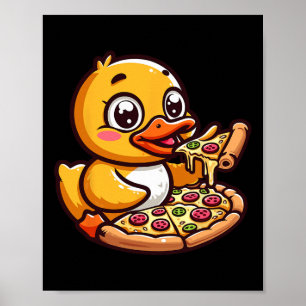 Duck Animal Eating Pizza Margherita Feinschmecker Poster