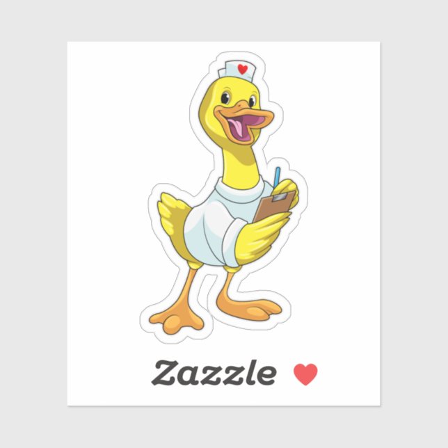 Duck as Nurse with Heart Aufkleber (Blatt)