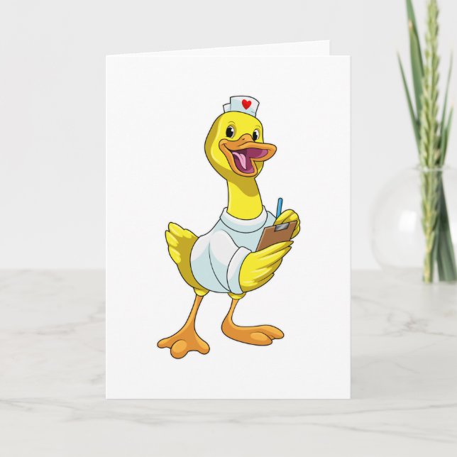 Duck as Nurse with Heart Karte (Vorderseite)