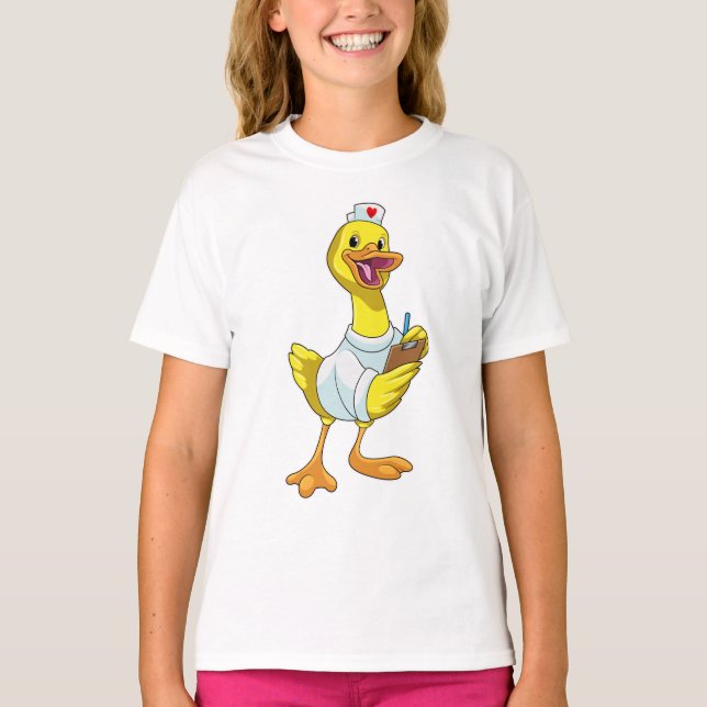 Duck as Nurse with Heart T-Shirt (Vorderseite)