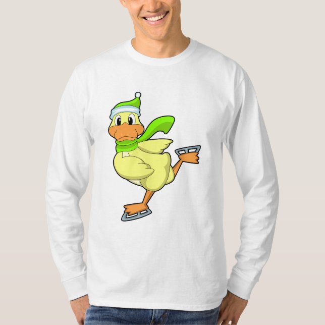 Duck at Ice skating with Ice skates T-Shirt (Vorderseite)