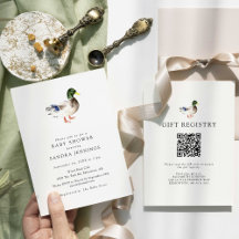 Duck Baby Shower 2-seitig Geschenkregister QR Code