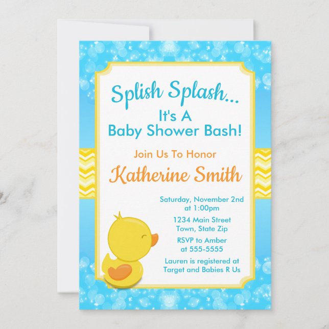 Duck Baby Shower Einladung Baby Duck Boy (Vorderseite)