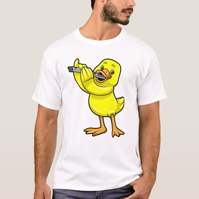 Duck bei Musik mit Flute T-Shirt (Vorderseite)