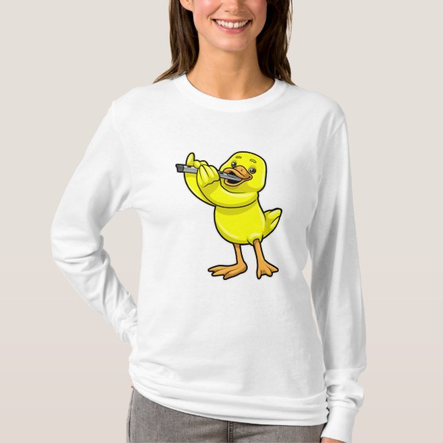 Duck bei Musik mit Flute T-Shirt (Vorderseite)