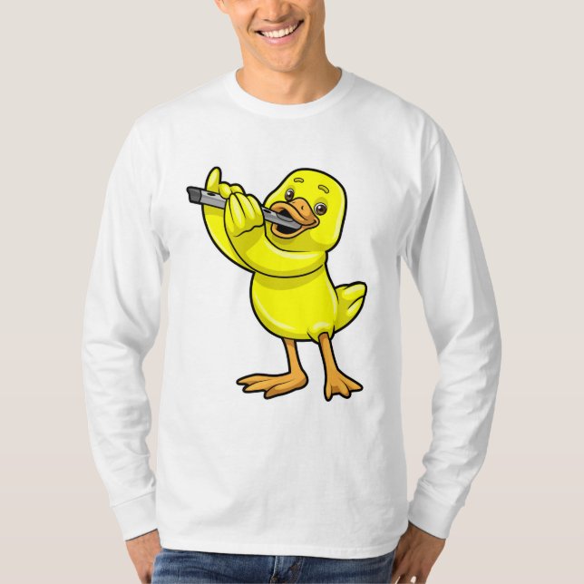 Duck bei Musik mit Flute T-Shirt (Vorderseite)