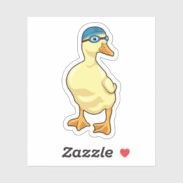 Duck beim Baden mit Schwimmbrille Aufkleber