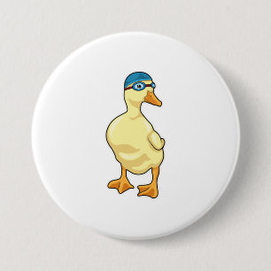 Duck beim Baden mit Schwimmbrille Button