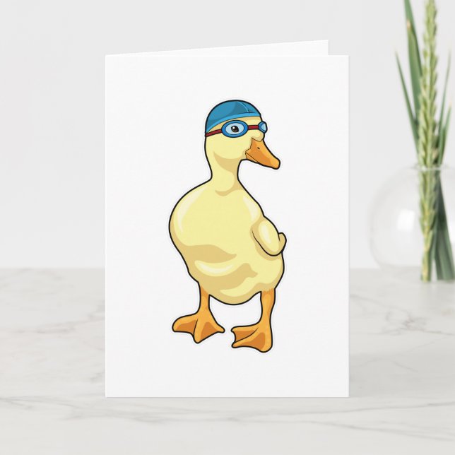 Duck beim Baden mit Schwimmbrille Karte (Vorderseite)
