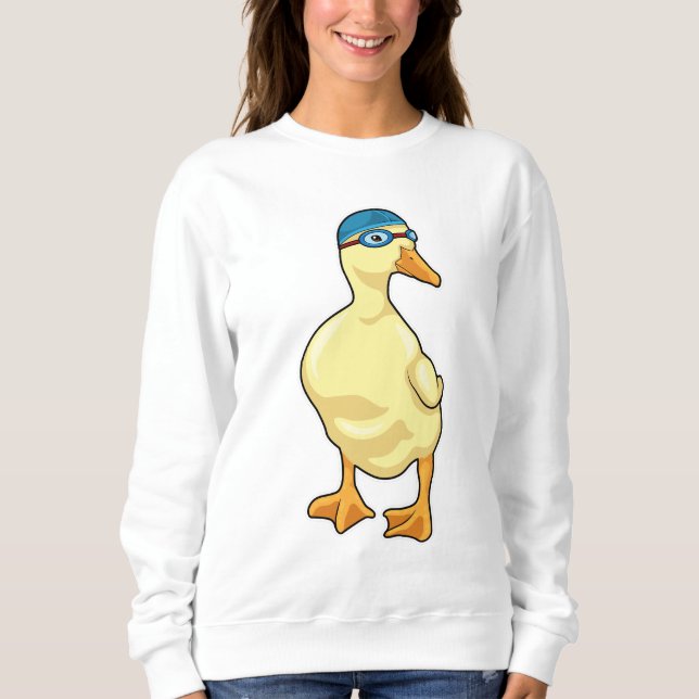 Duck beim Baden mit Schwimmbrille Sweatshirt (Vorderseite)