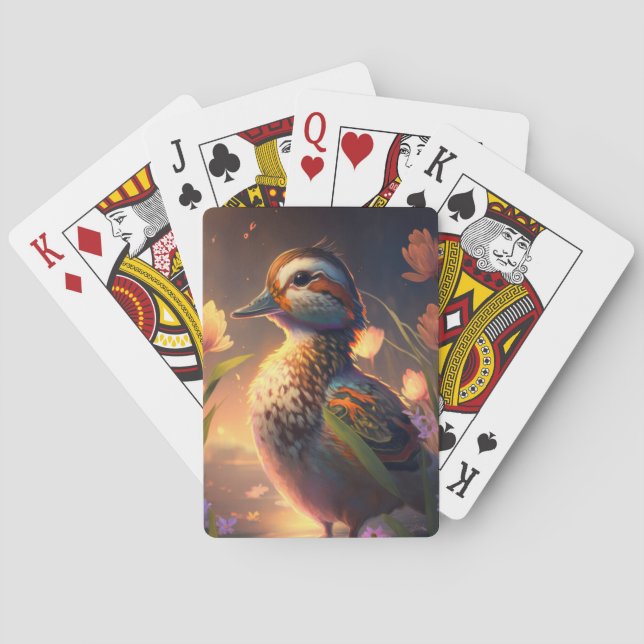 Duck Bird Animal Portrait Painting Wildlife Ponds Spielkarten (Rückseite)