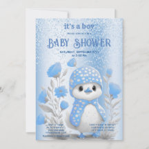 Duck Blue Floral Baby Dusche Aquarell Einladung