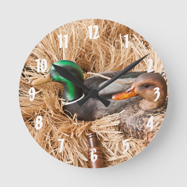 Duck Call Mallard Drake Jäger Wall Clock Runde Wanduhr (Vorderseite)