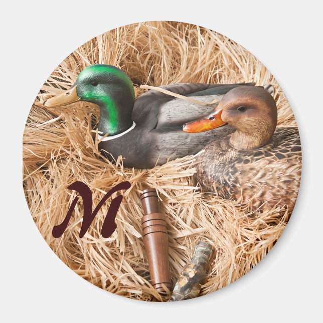 Duck Call Mallard Drake Monogram Initial Magnet (Vorne)