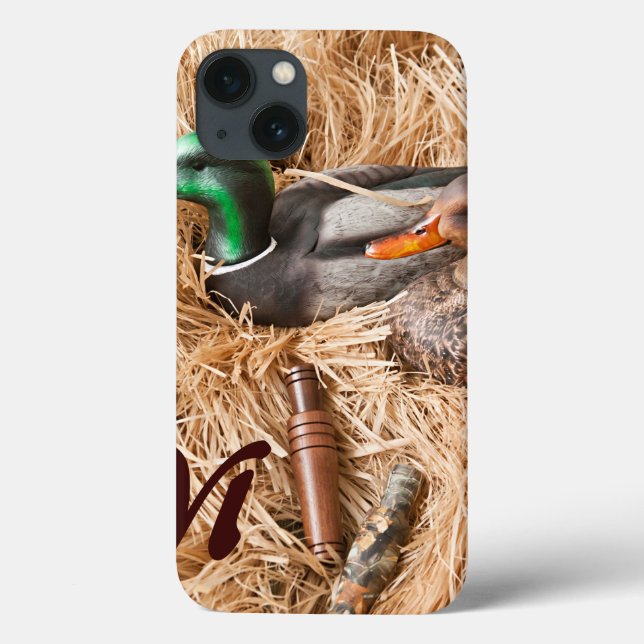 Duck Call Mallard Draunting Monogram IPAD Case (Rückseite)