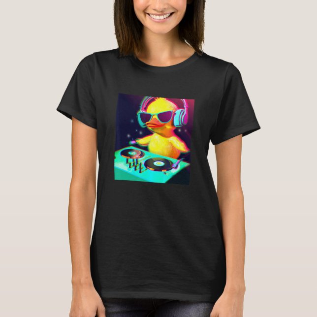Duck Chick DJ Party Club Disc Jockey Gif EDM Dance T-Shirt (Vorderseite)
