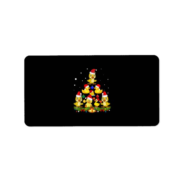 Duck Christmas Tree Adressaufkleber (Vorne)