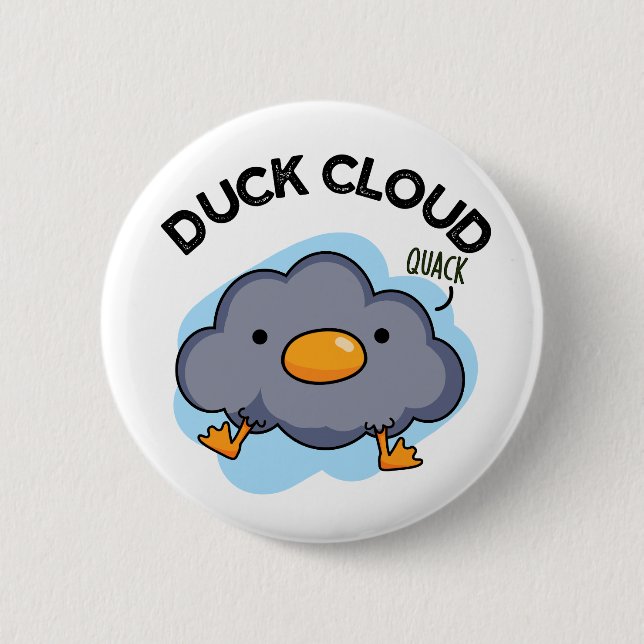 Duck Cloud Funny Weather Puff Button (Vorderseite)