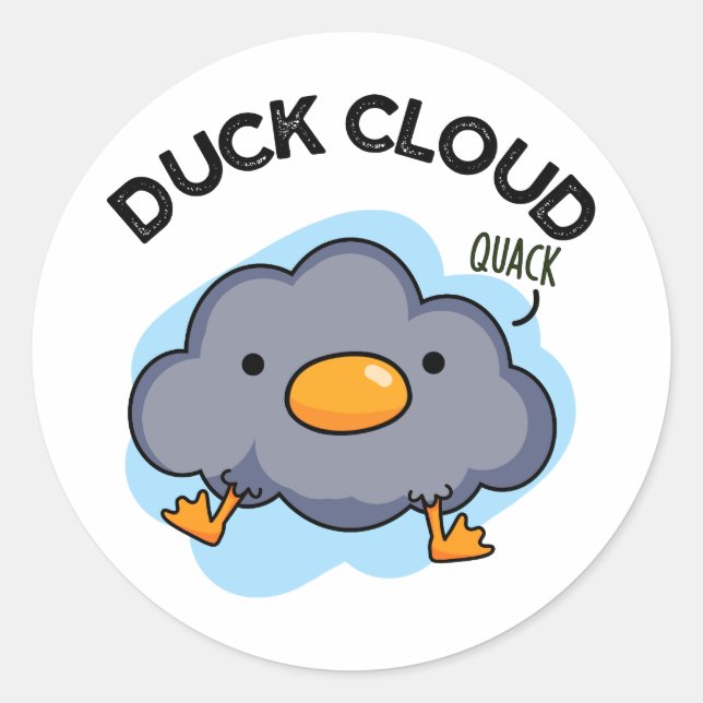 Duck Cloud Funny Weather Puff Runder Aufkleber (Vorderseite)