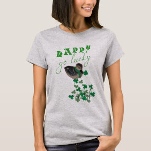 Duck Clover Happy Go Lucky St Patrick's Day Womens T-Shirt