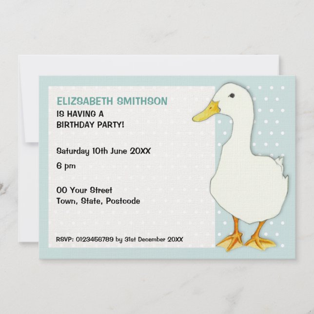 Duck Cool dots Anniversaire Fête Invitation (Devant)