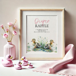 Duck Diaper Raffle Babydusche Zeichen Poster