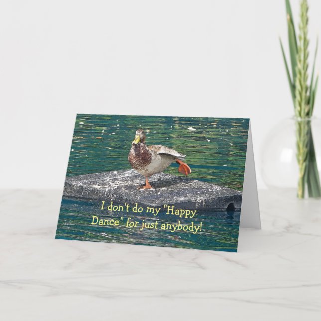DUCK DOING HAPPY DANCE BIRTHDAY CARD KARTE (Vorderseite)