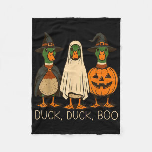 Duck Duck Boo Funny Ghost Duck Halloween Pumpkin Fleecedecke