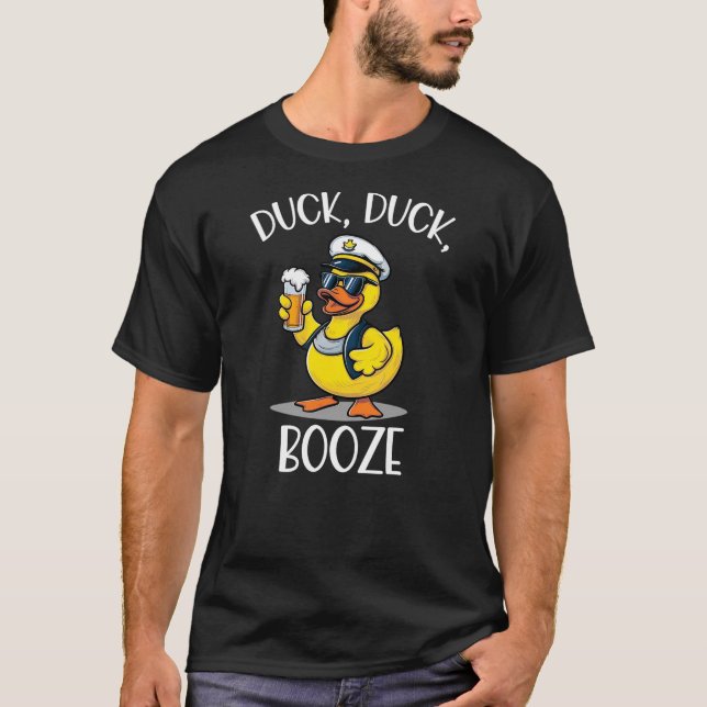 Duck Duck Booze Funny Cruise Rubber Duck Beer Drin T-Shirt (Vorderseite)