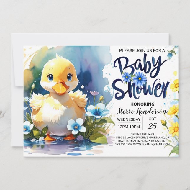 Duck-Duck-Duckbabyparade Einladung (Vorderseite)