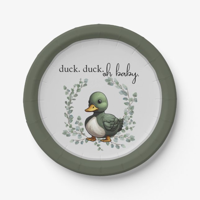 Duck Duck Oh Babydusche zum Thema Babydusche Pappteller (Vorderseite)