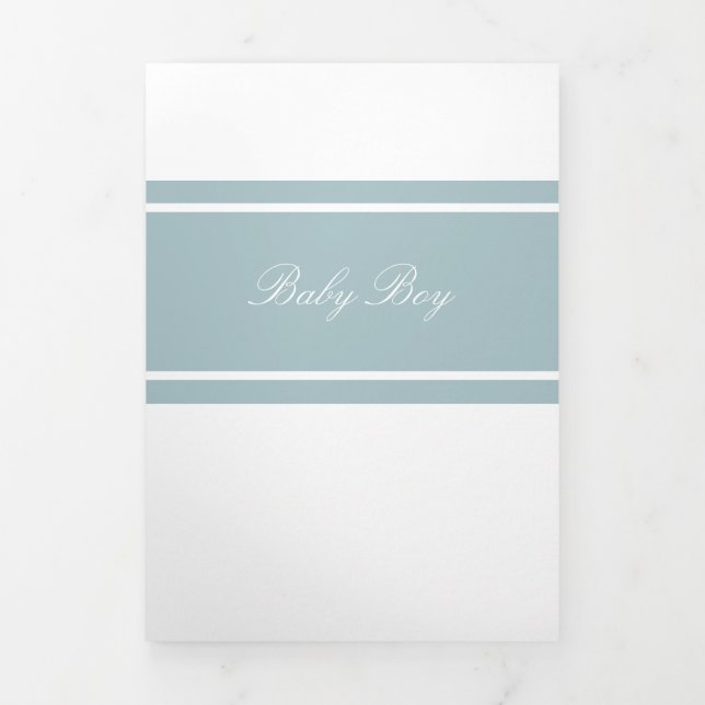 Duck Egg Blue, 3 Foto Collage Baby Birth Dreifach Gefaltete Ankündigung (Cover)