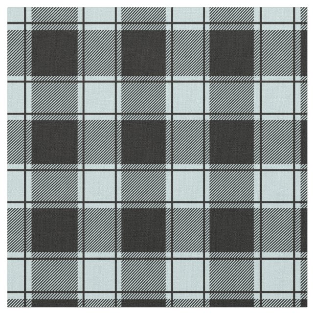 Duck Egg Blue & Black Buffalo Plaid Stoff (Nahaufnahme)