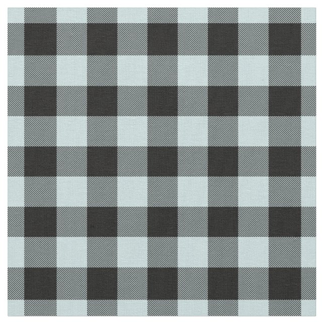 Duck Egg Blue & Black Plaid Gingham Stoff (Nahaufnahme)
