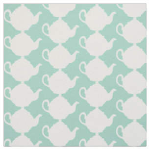 Duck Egg Blue Green und White Tepots Teppichmuster Stoff