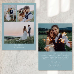 Duck Egg Blue Minimalistisch 4 Foto Wedding Dankeskarte