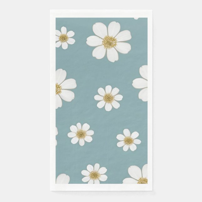 Duck Egg Blue mit Daisies Muster Serviette (Vorderseite)