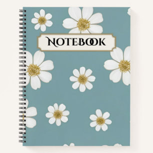 Duck Egg Blue mit Daisis, Original Notizbuch