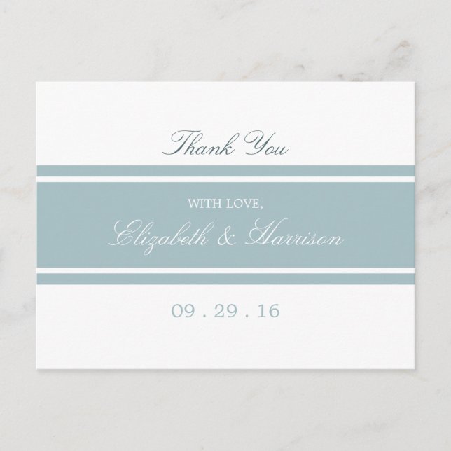 Duck Egg Blue Modern Wedding Danke Postkarte (Vorderseite)