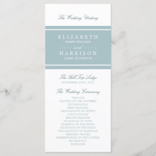 Duck Egg Blue Modern Wedding Programm