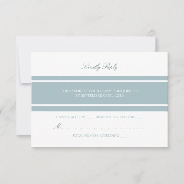 Duck Egg Blue Modern Wedding RSVP (Vorderseite)