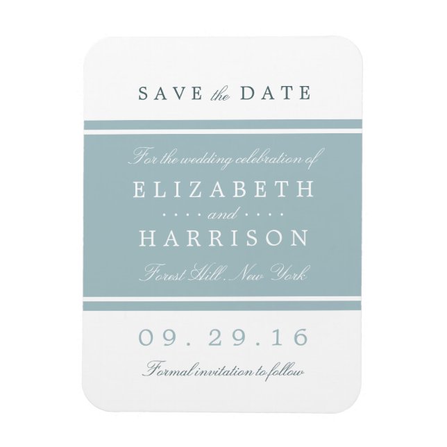 Duck Egg Blue Modern Wedding Save The Date Magnet (Vertikal)