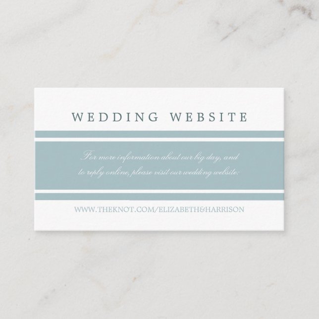Duck Egg Blue Modern Wedding Website Begleitkarte (Vorderseite)