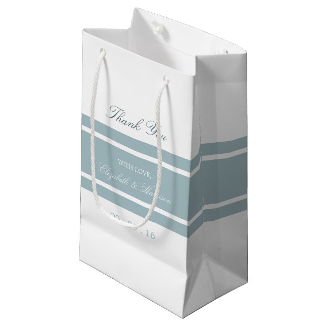 Duck Egg Blue Moderne Hochzeit Kleine Geschenktüte (Vorderseite Schrägansicht)