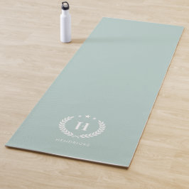 Duck Egg Green Monogram Stylish Modern Minimalist Yogamatte