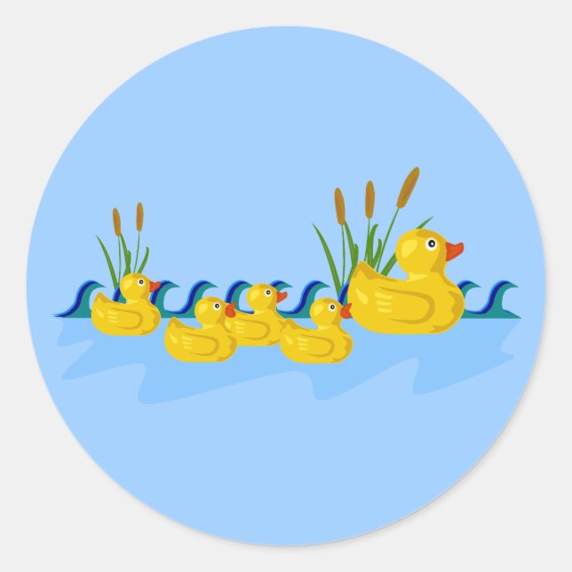 Duck-Familie Runder Aufkleber (Vorderseite)