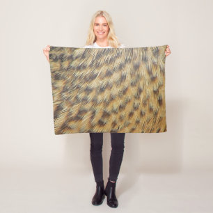 Duck Feather Muster Gold Brown Animal Print Fleecedecke