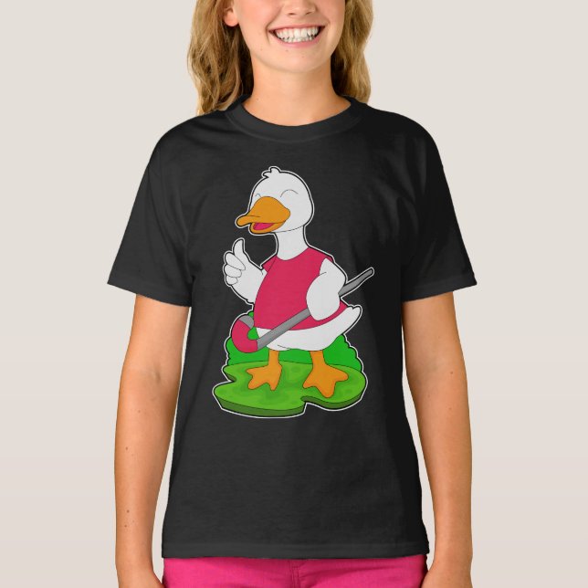 Duck Field Hockey Hockey Stick T-Shirt (Vorderseite)