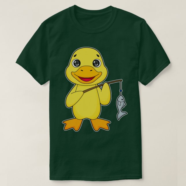 Duck Fishing Fisher Finishing Rod T-Shirt (Design vorne)