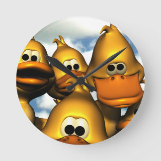 Duck Gathering Runde Wanduhr